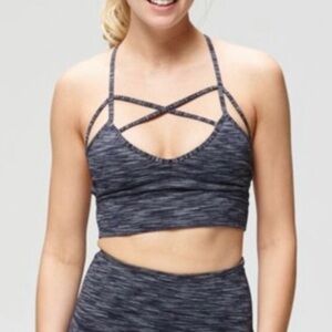 NWT Ethona Strappy Sports Bra Yoga Gym Workout Blue Size Large